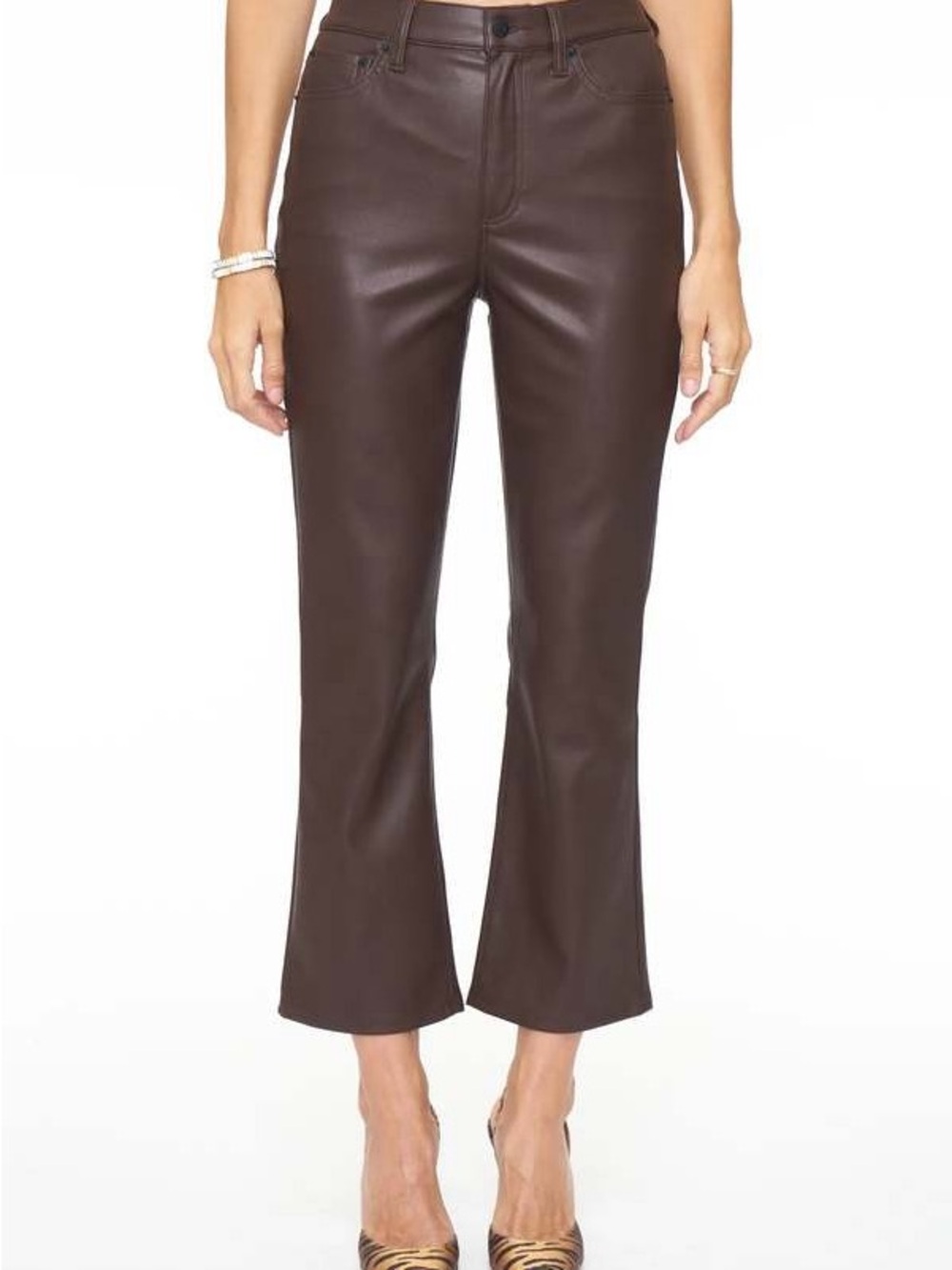 Pistola Lennon Vegan Leather Cropped Bootcut High-Rise Pant in Coffee Bean